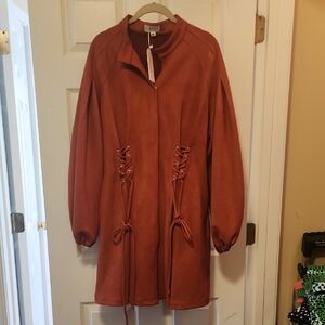 Brooks Rust Lace-Up Trench Coat